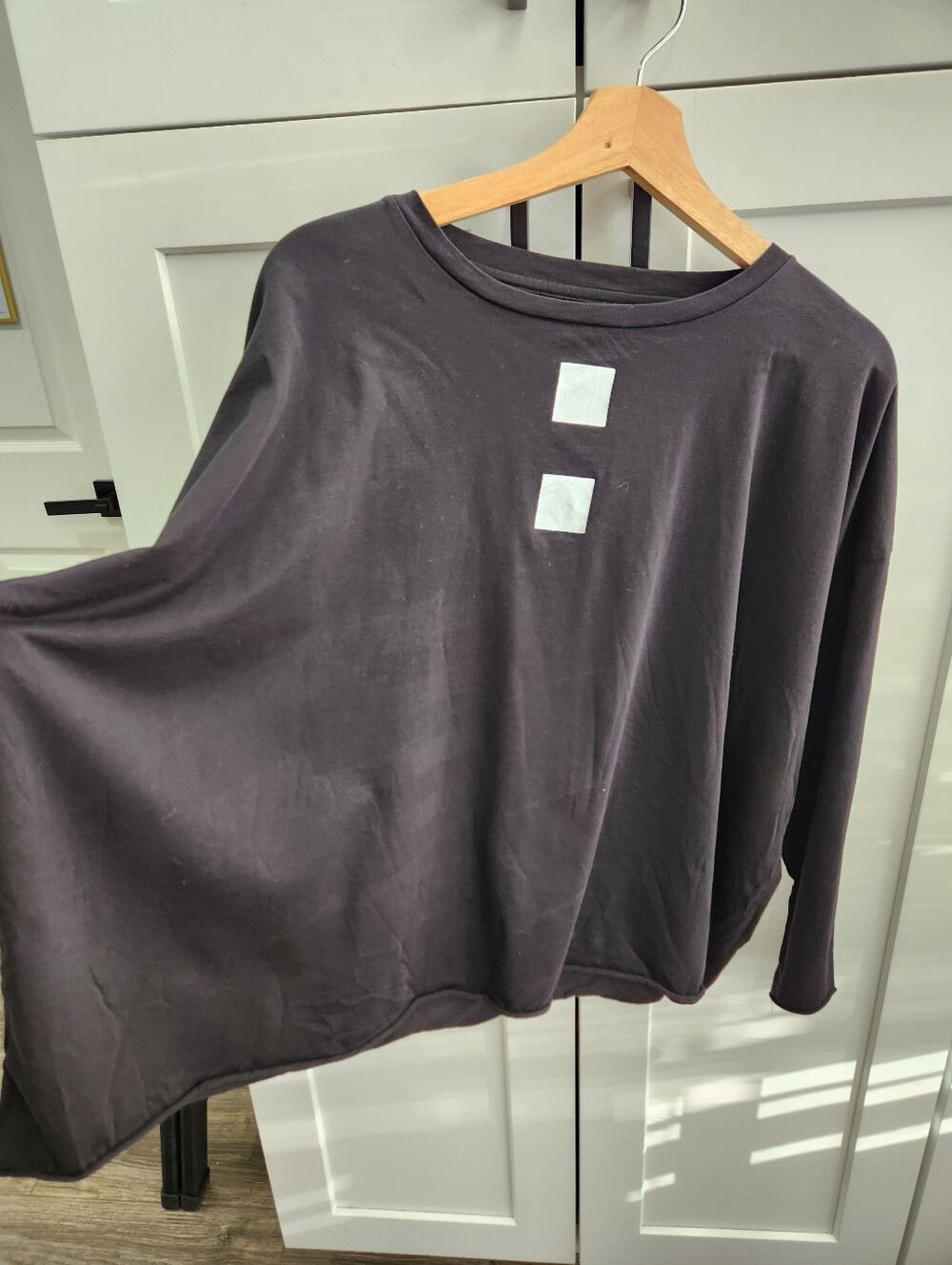 PLANET By Lauren G Pima Cotton Boxy Long Sleeve Tee Cube One Size Lagenlook - Picture 3 of 12